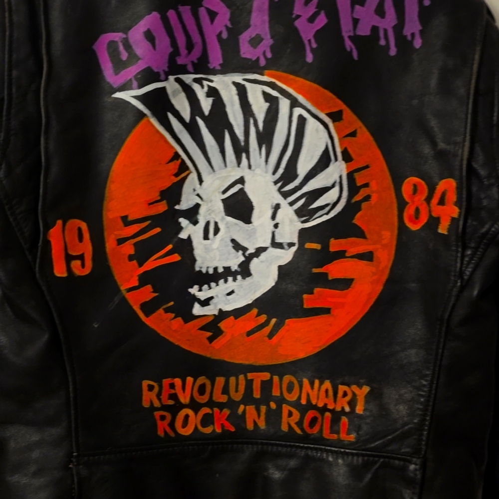 Custom punk rock Schott Perfecto motorcycle jacket size 36